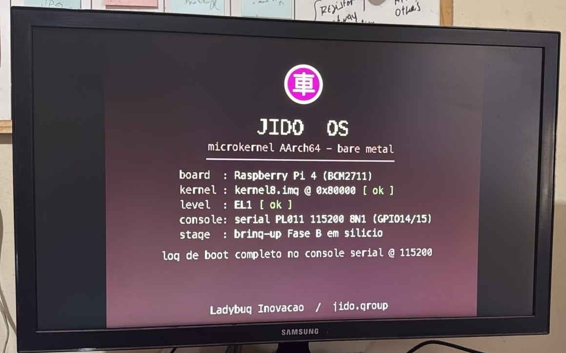 Jidō OS executando em uma placa Raspberry Pi 4