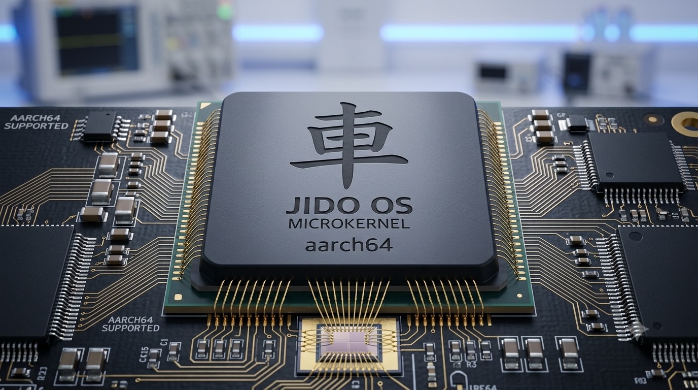 Representação do microkernel jidō.os gravado em um SoC AArch64